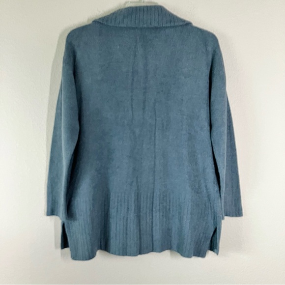 BAREFOOT DREAMS CozyChic Lite Half Zip Tunic Pullover Sweater Slate Blue Comfy L - Picture 11 of 13